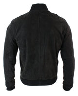 Varsity Herr Bomberjacka i Äkta Mocka Läder Klassisk Retro Vintage - Brun