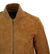 Varsity Herr Äkta Mocka Läder Bomberjacka College Klassisk Retro Vintage - Brun