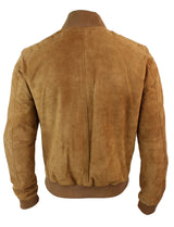Varsity Herr Äkta Mocka Läder Bomberjacka College Klassisk Retro Vintage - Brun