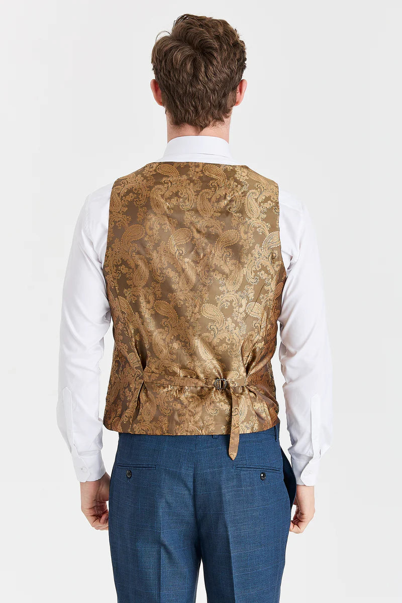 Viceroy marinblå kostym med Harris brun tweed kontrastväst
