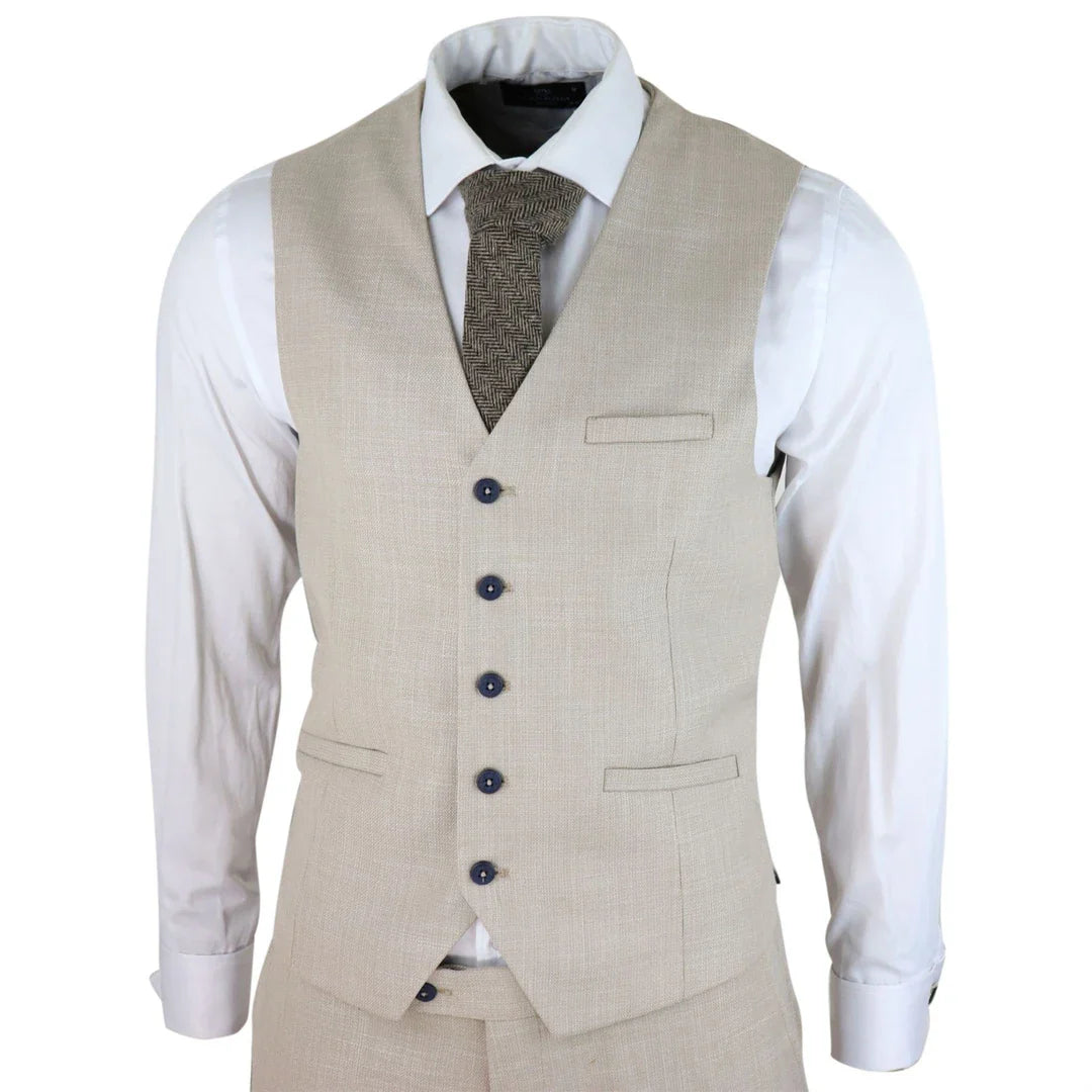 Herrväst i tweed, rutig Peaky Blinders-modell, klassisk fiskbensmönstrad
