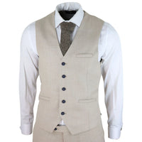 Herrväst i tweed, rutig Peaky Blinders-modell, klassisk fiskbensmönstrad