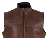 Svart & Brun Vändbar Läderväst Herr