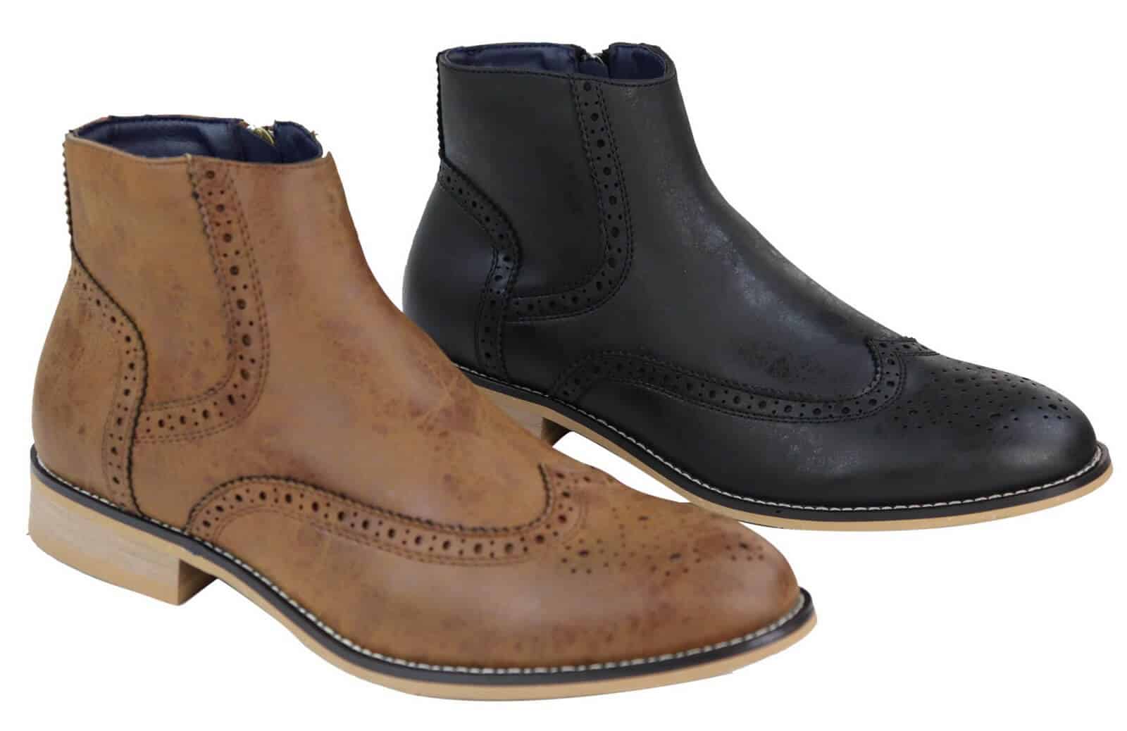 Peaky Blinders Brogue-stövlar med dragkedja för män