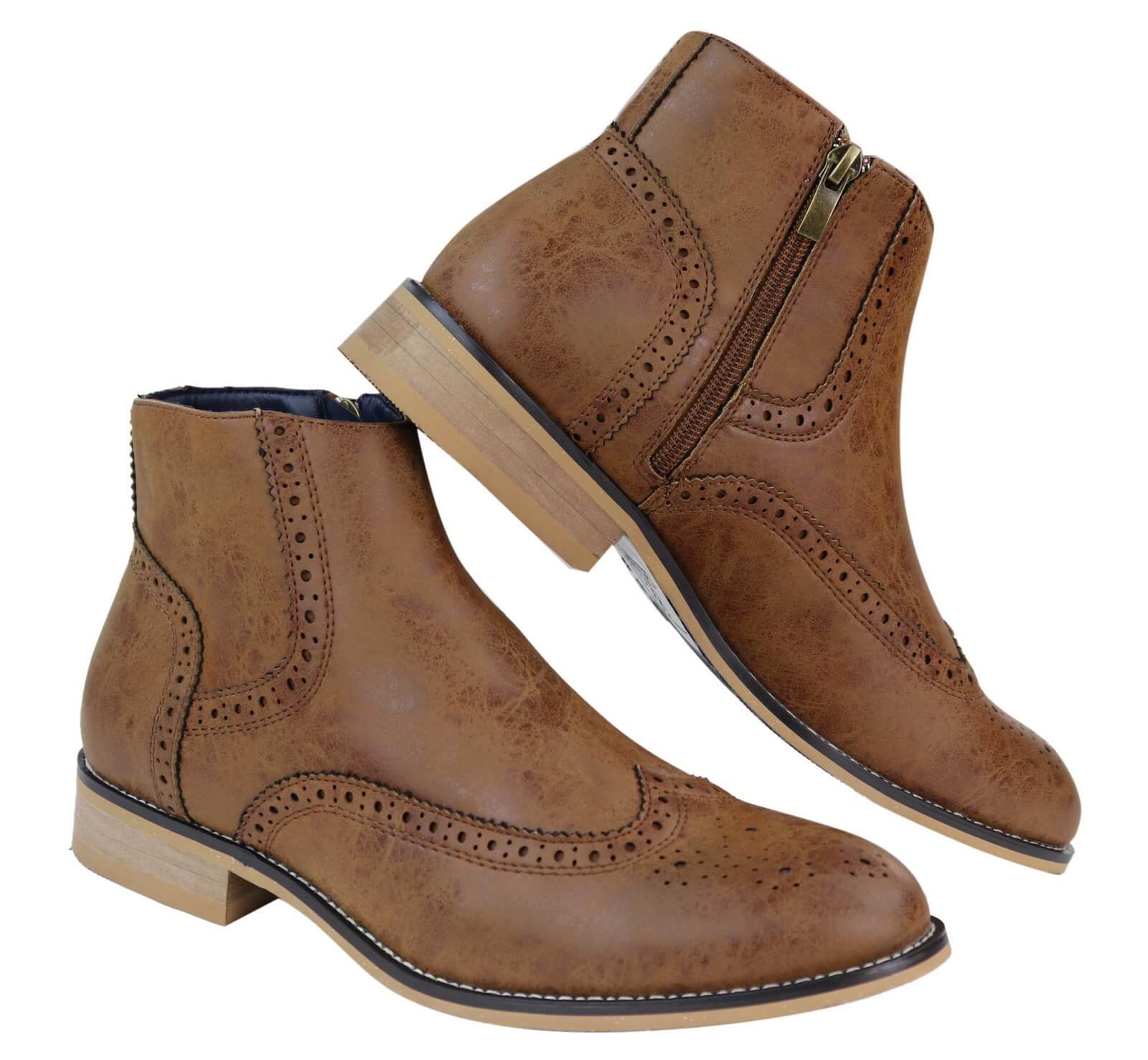 Peaky Blinders Brogue-stövlar med dragkedja för män