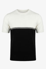 Vit och svart stickad t-shirt med färgblock för män