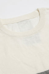 Vit och svart stickad t-shirt med färgblock för män