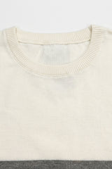 Vit och svart stickad t-shirt med färgblock för män