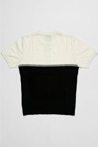 Vit och svart stickad t-shirt med färgblock för män