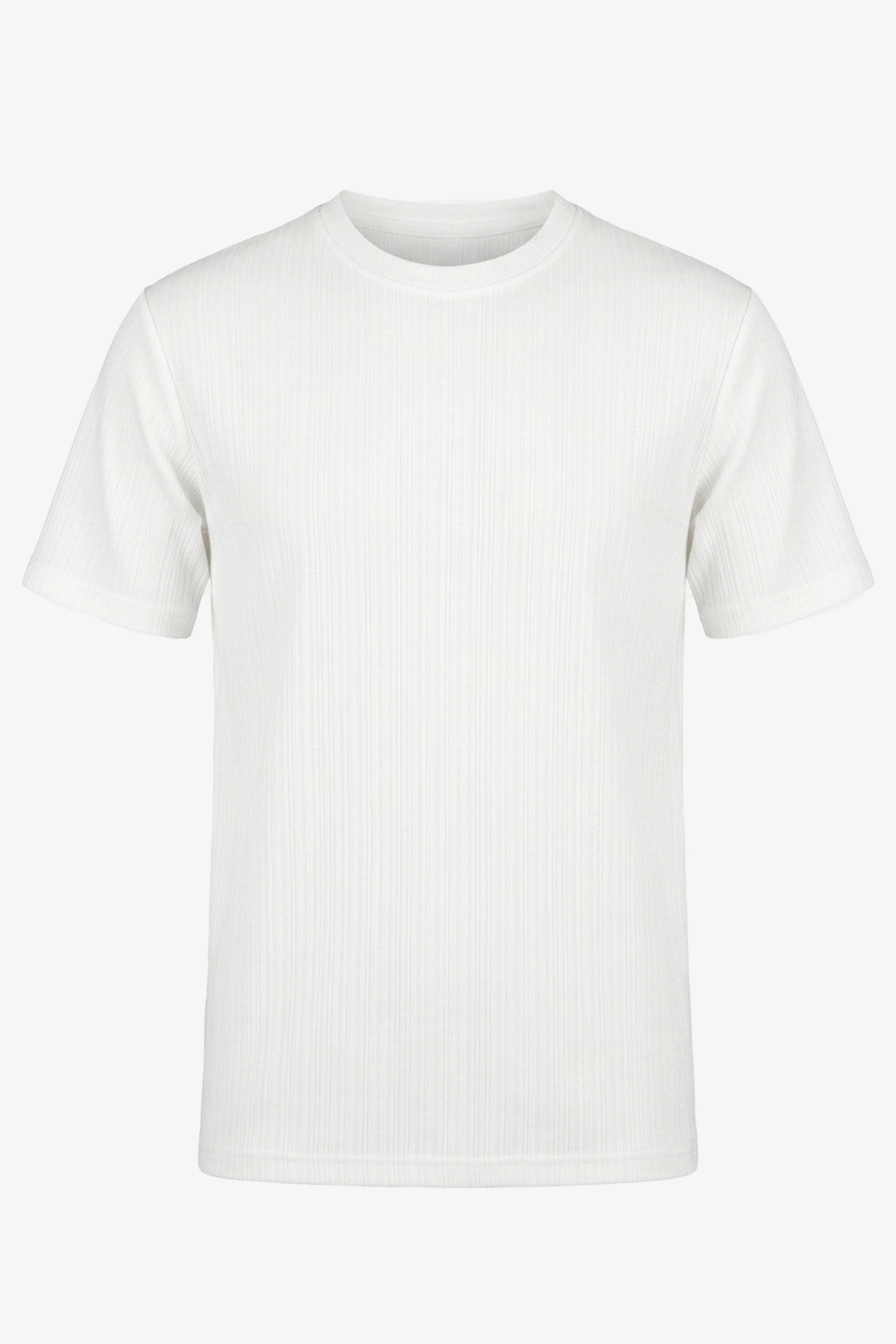 Vit ribbad klassisk t-shirt för män