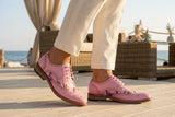 Wolf - Rosa blommiga vingspetsbrogues för män