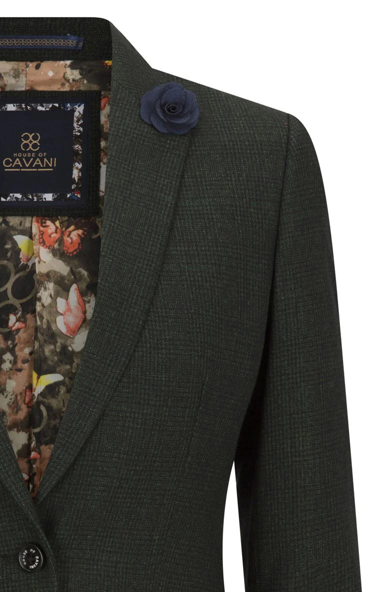 Damtweed Grönrutig Kavaj Ull Klassisk Jaktjacka Vintage 1920-tals Retro