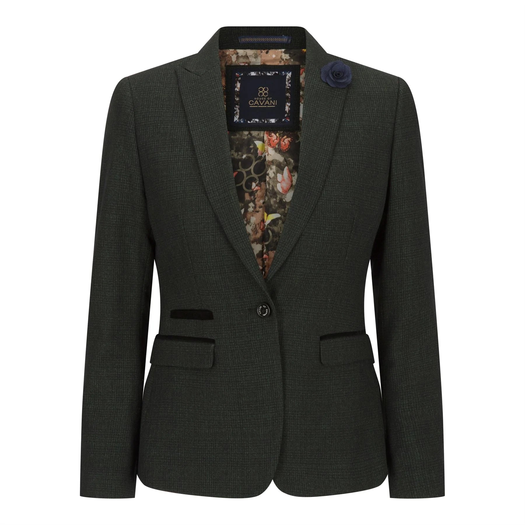 Damtweed Grönrutig Kavaj Ull Klassisk Jaktjacka Vintage 1920-tals Retro
