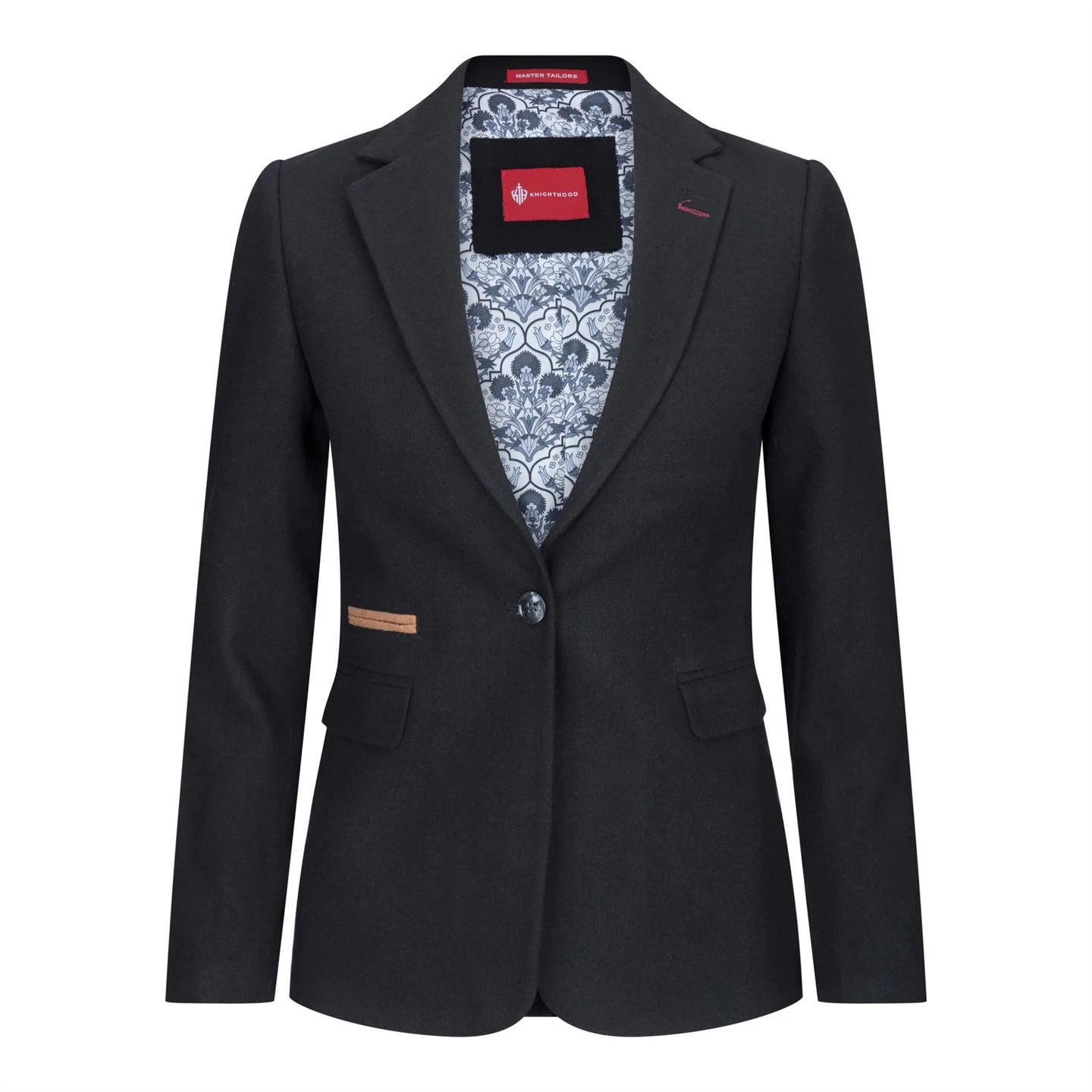 Damkavaj med ull, tweed, armbågslapp, 1920-tals vintage, klassisk svart