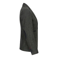Damkavaj med ull, tweed, armbågslapp, 1920-tals vintage, klassisk grön