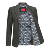 Damkavaj med ull, tweed, armbågslapp, 1920-tals vintage, klassisk grön