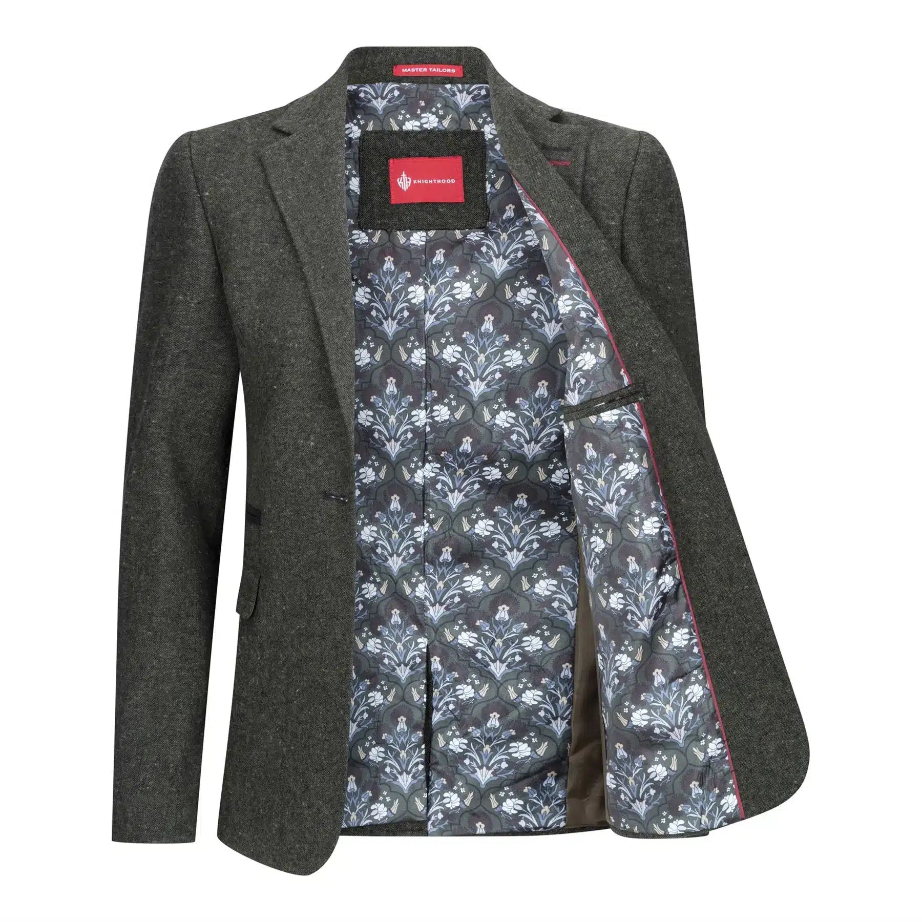 Damkavaj med ull, tweed, armbågslapp, 1920-tals vintage, klassisk grön