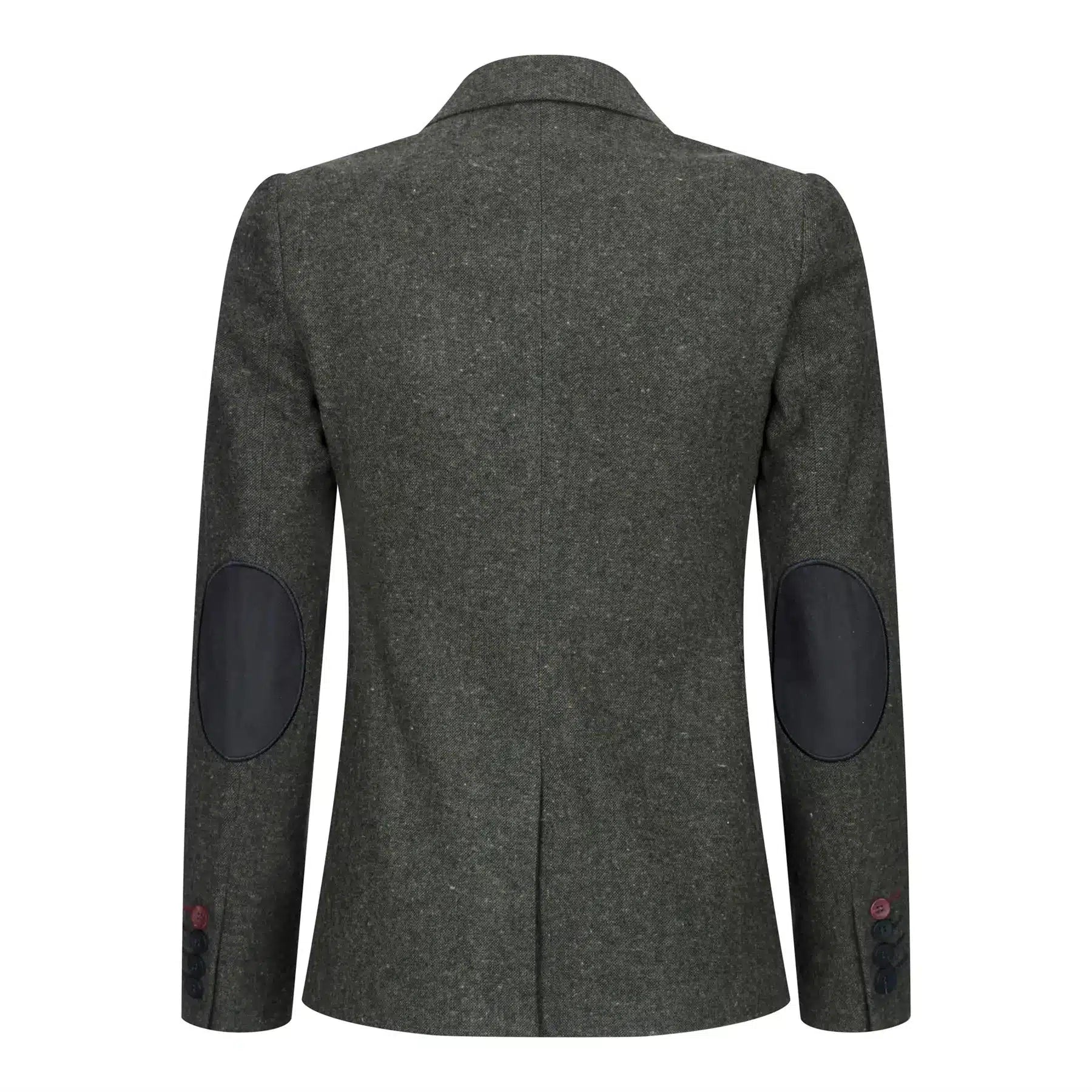 Damkavaj med ull, tweed, armbågslapp, 1920-tals vintage, klassisk grön