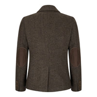 Damblazer i tweed, fiskbensmönstrad, brun, 1920-tals vintage, skräddarsydd, klassisk, elegant