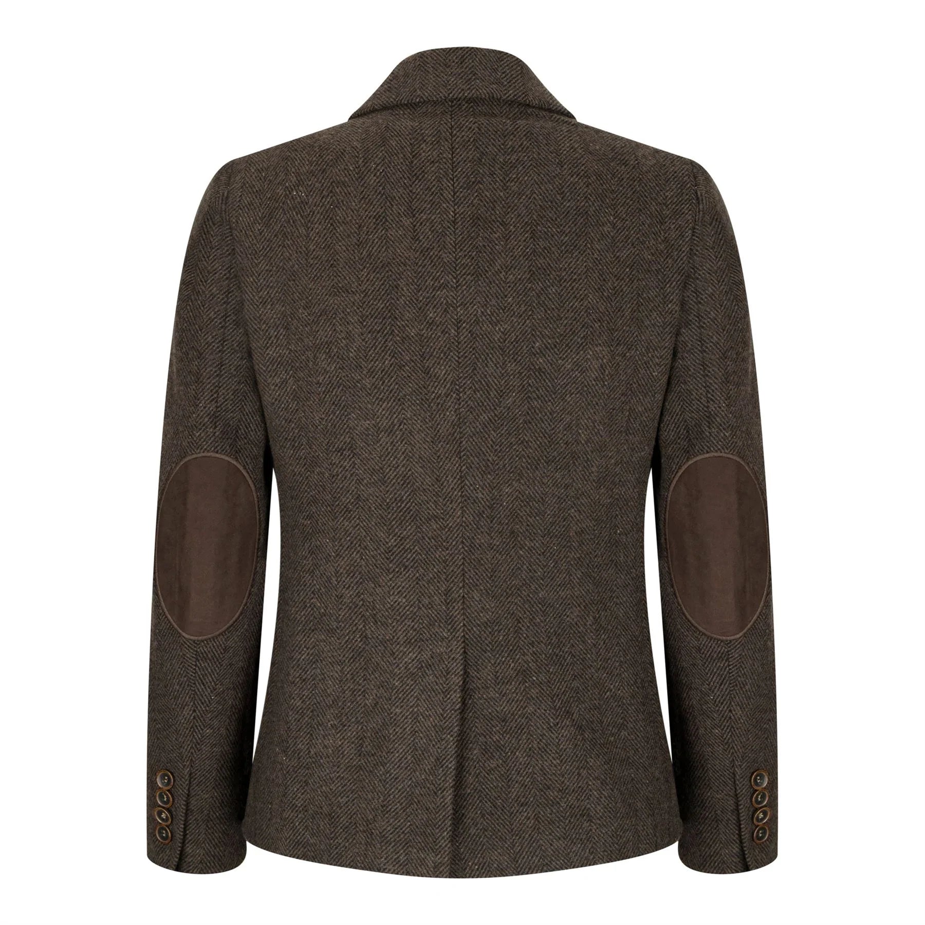 Damblazer i tweed, fiskbensmönstrad, brun, 1920-tals vintage, skräddarsydd, klassisk, elegant