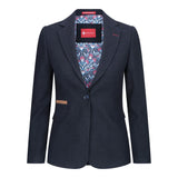 Damkavaj med ull, tweed, armbågslapp, 1920-tals vintage, klassisk blå