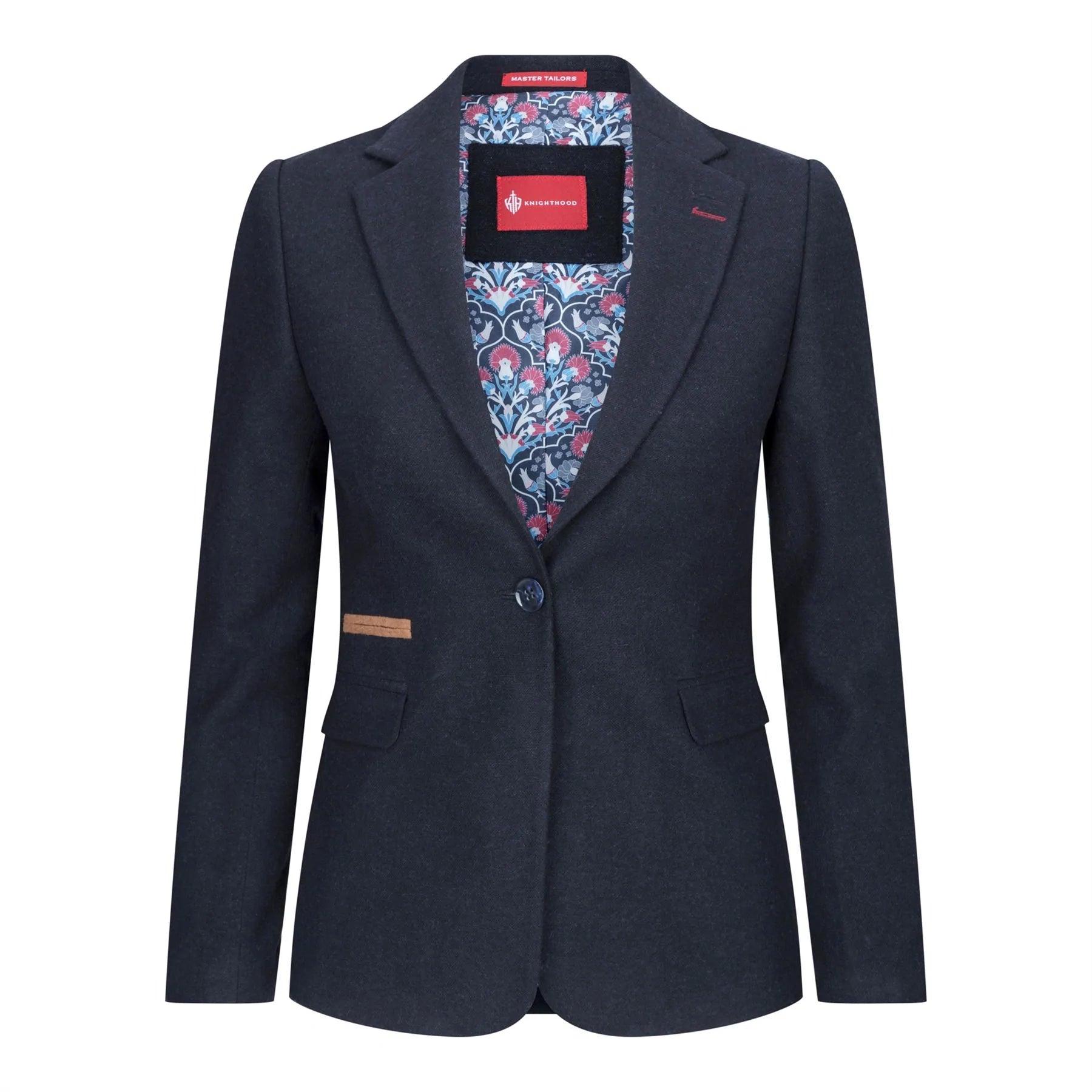 Damkavaj med ull, tweed, armbågslapp, 1920-tals vintage, klassisk blå