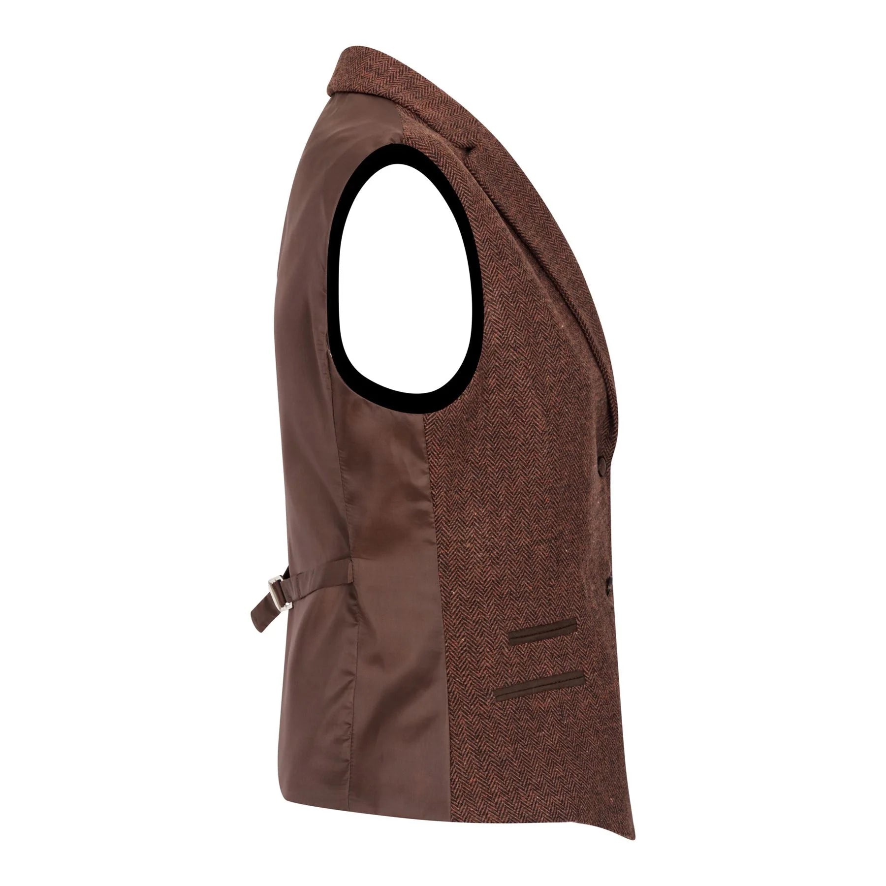 WS-12 - Damtweedkostymväst Fiskbensmönstrad Ull Rostbrun