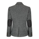 Dam Grå Tweed Fiskbensmönstrad Kavaj 1920-tals Peaky Tailored Fit Vintage Retro