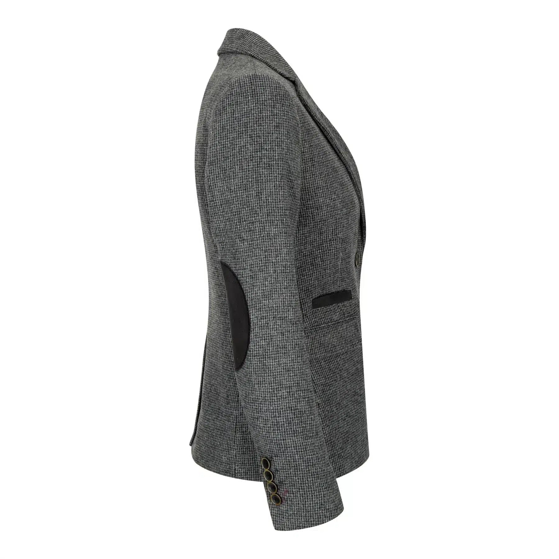 Dam Grå Tweed Fiskbensmönstrad Kavaj 1920-tals Peaky Tailored Fit Vintage Retro