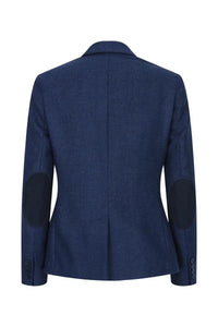 Damtweed Fiskbensmönstrad kavaj Marinblå 1920-tals Vintage Skräddarsydd Klassisk Elegant