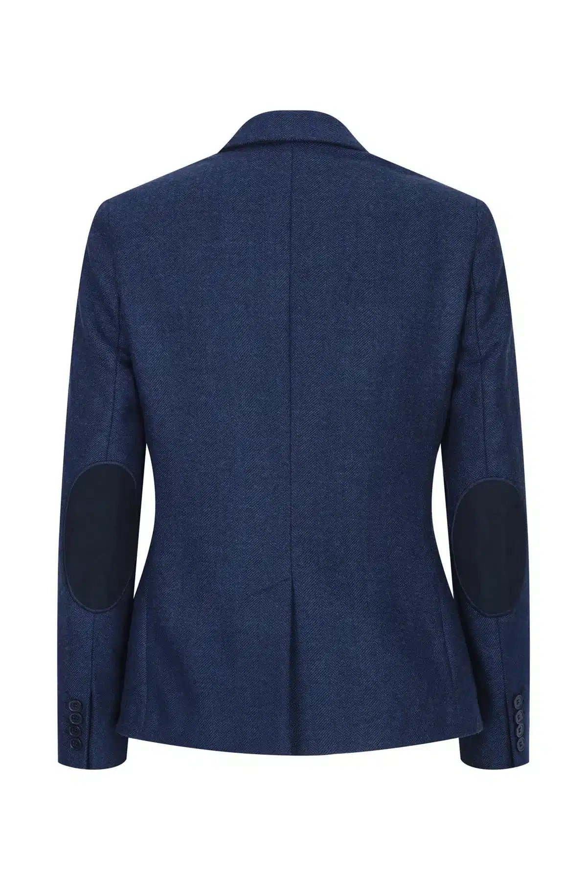 Damtweed Fiskbensmönstrad kavaj Marinblå 1920-tals Vintage Skräddarsydd Klassisk Elegant