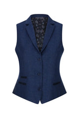 Damväst i tweed med fiskbensmönster, marinblå, 1920-tals vintage, klassisk Gatsby Blinders
