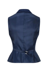Damväst i tweed med fiskbensmönster, marinblå, 1920-tals vintage, klassisk Gatsby Blinders