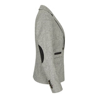 wsn03 - Damtweed Grå Kavajjacka Med Elow Patch Peaky 1920-tal