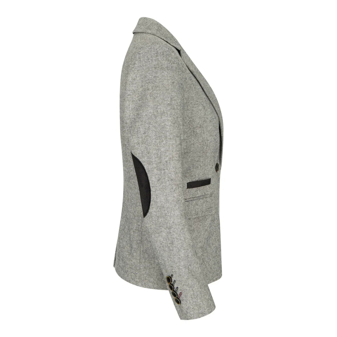 wsn03 - Damtweed Grå Kavajjacka Med Elow Patch Peaky 1920-tal