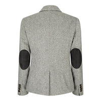 wsn03 - Damtweed Grå Kavajjacka Med Elow Patch Peaky 1920-tal