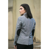 wsn03 - Damtweed Grå Kavajjacka Med Elow Patch Peaky 1920-tal