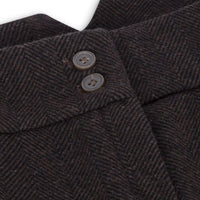 Damtweed Fiskbensmönstrade Byxor Bruna 1920-tals Vintage Skräddade Klassiska Eleganta