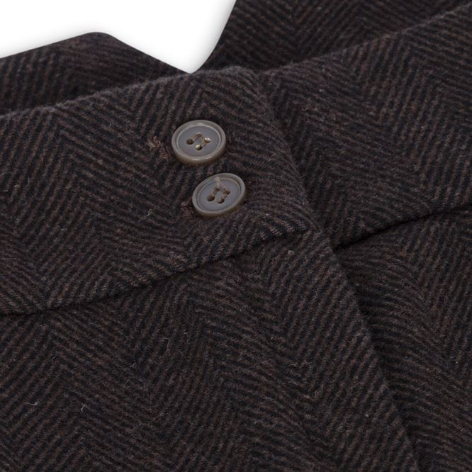 Damtweed Fiskbensmönstrade Byxor Bruna 1920-tals Vintage Skräddade Klassiska Eleganta