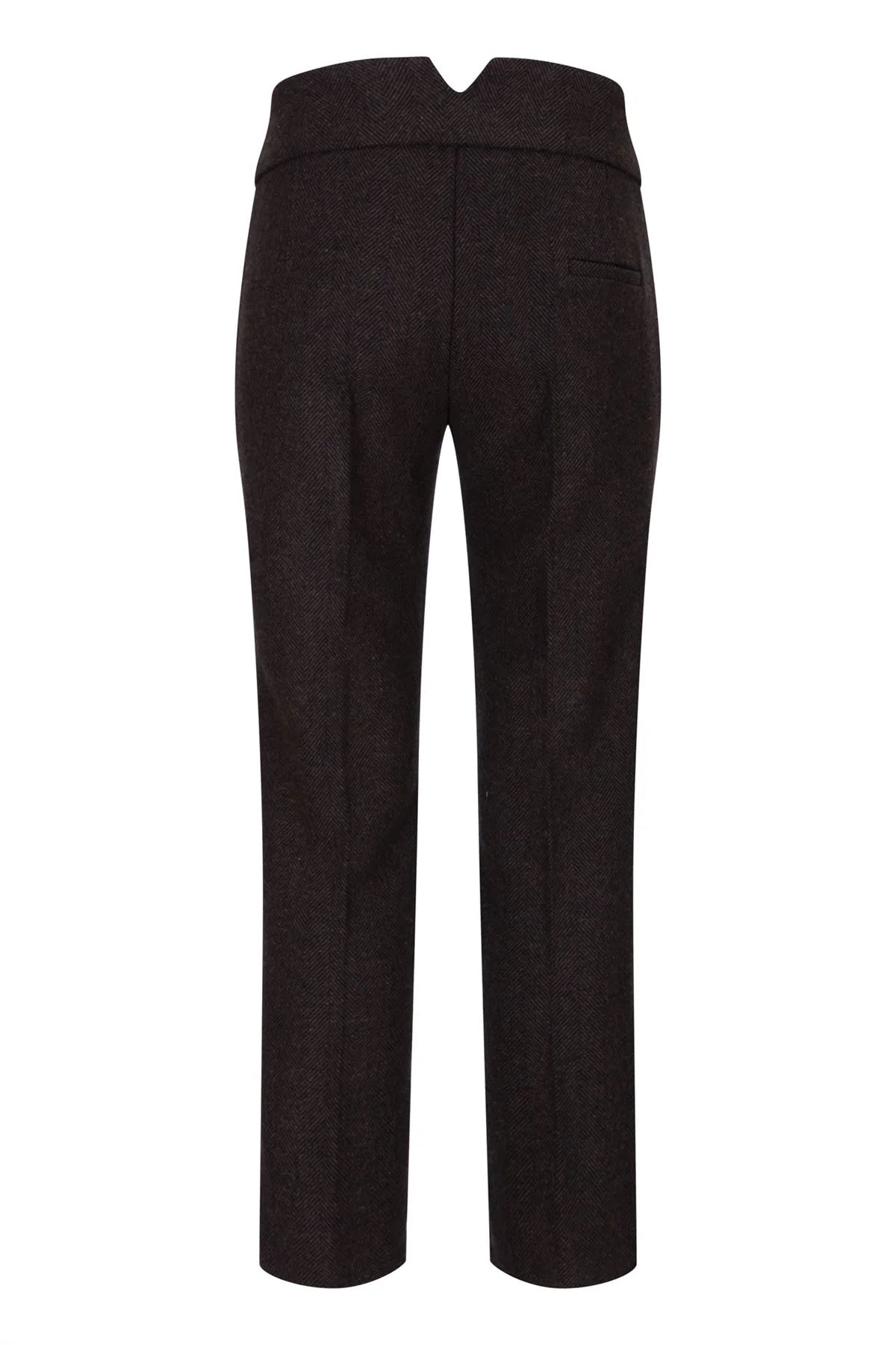 Damtweed Fiskbensmönstrade Byxor Bruna 1920-tals Vintage Skräddade Klassiska Eleganta