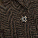 Damväst i tweed, fiskbensmönstrad, brun, 1920-tals vintage, skräddarsydd, klassisk, elegant