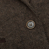 Damväst i tweed, fiskbensmönstrad, brun, 1920-tals vintage, skräddarsydd, klassisk, elegant