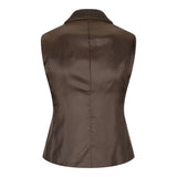 Damväst i tweed, fiskbensmönstrad, brun, 1920-tals vintage, skräddarsydd, klassisk, elegant