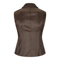 Damväst i tweed, fiskbensmönstrad, brun, 1920-tals vintage, skräddarsydd, klassisk, elegant