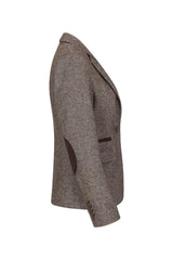 Damkavaj 1920-tals vintage Blinders brunbrun fiskbensmönstrad skräddarsydd passform