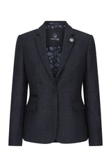 Dam Svart jacka Tweed Fiskbensmönstrad ull Klassisk Smart Casual Vintage 1920-tal