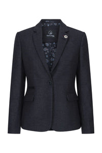 Dam Svart jacka Tweed Fiskbensmönstrad ull Klassisk Smart Casual Vintage 1920-tal