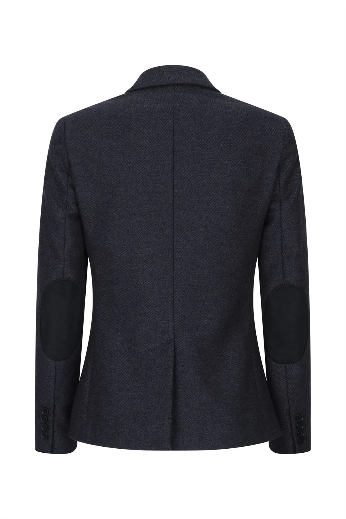 Dam Svart jacka Tweed Fiskbensmönstrad ull Klassisk Smart Casual Vintage 1920-tal