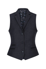 Dam Svart Väst Tweed Fiskbensmönstrad Ull Klassisk Smart Casual Vintage 1920-tal