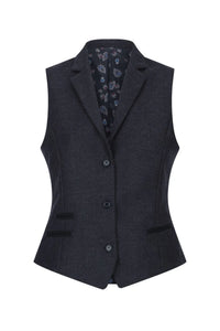 Dam Svart Väst Tweed Fiskbensmönstrad Ull Klassisk Smart Casual Vintage 1920-tal